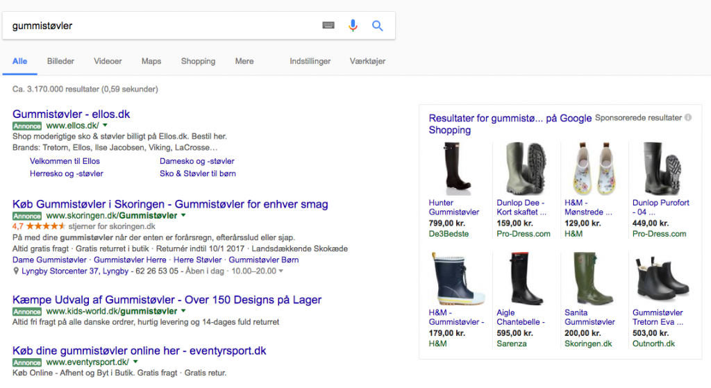 google shopping annoncer